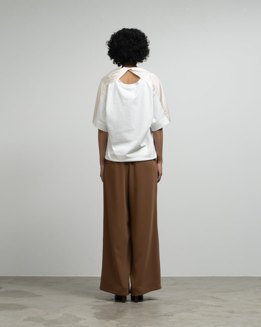 WHITE COTTON T-SHIRT WITH TWISTED NECK