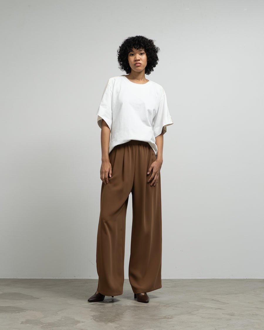 WHITE COTTON T-SHIRT WITH TWISTED NECK