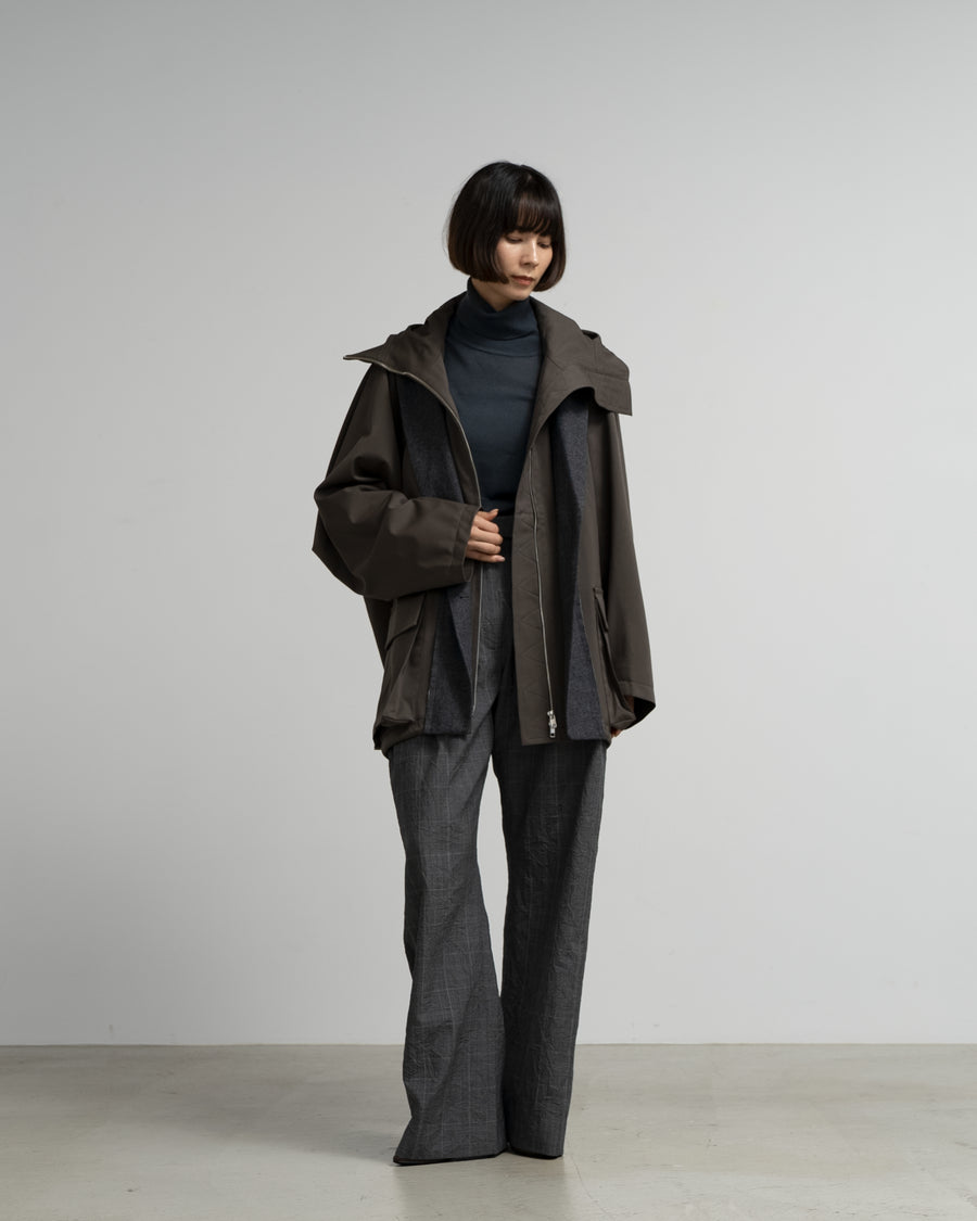 CROPPED WOOL-BLEND PARKA WITH SUITING DETAIL