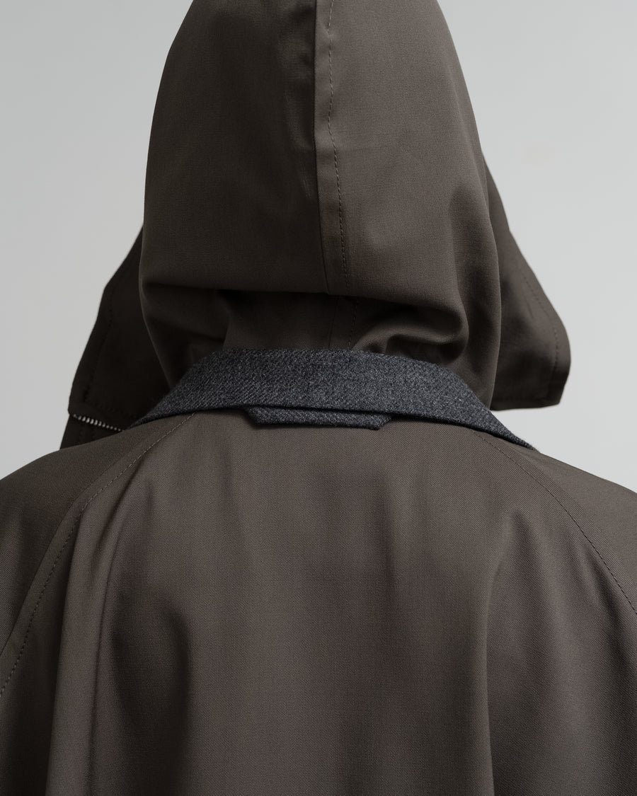 CROPPED WOOL-BLEND PARKA WITH SUITING DETAIL