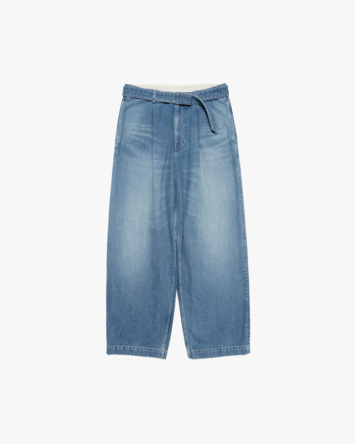 Selvage Denim Belted Pants -LIGHT FADE-