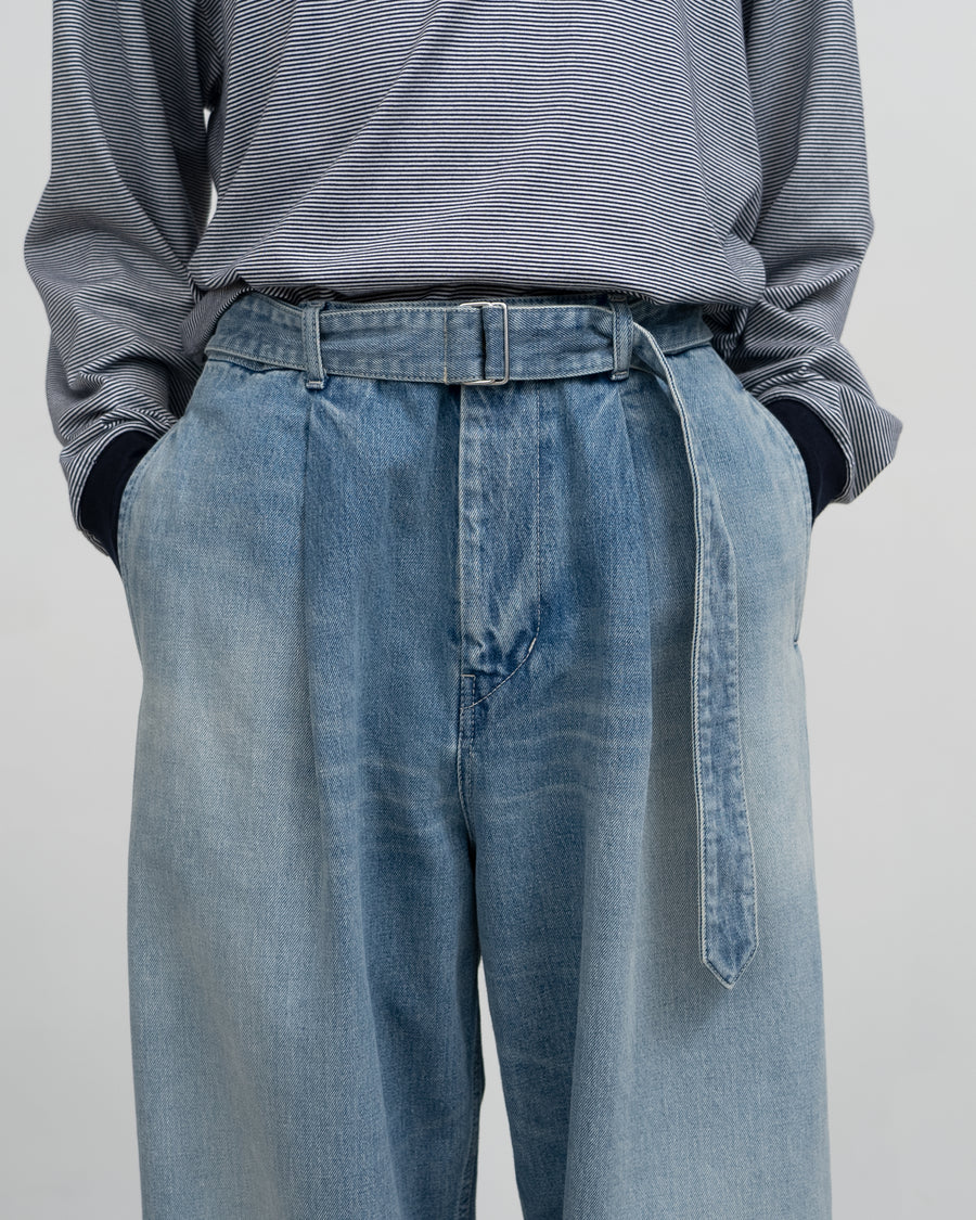 Selvage Denim Belted Pants - LIGHT FADE -