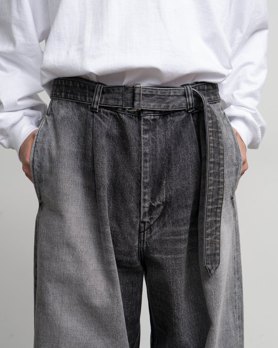 Selvage Denim Belted Pants - LIGHT FADE -