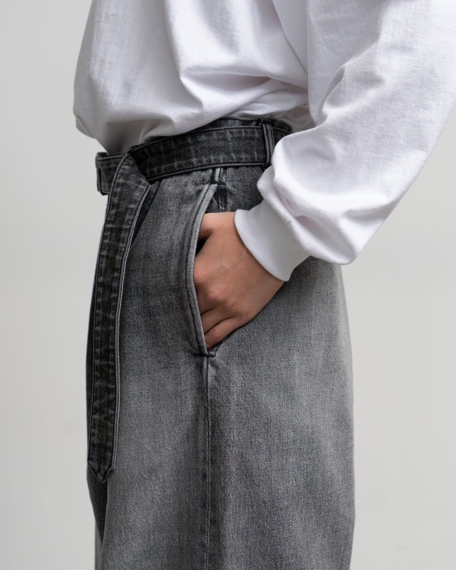 Selvage Denim Belted Pants - LIGHT FADE -