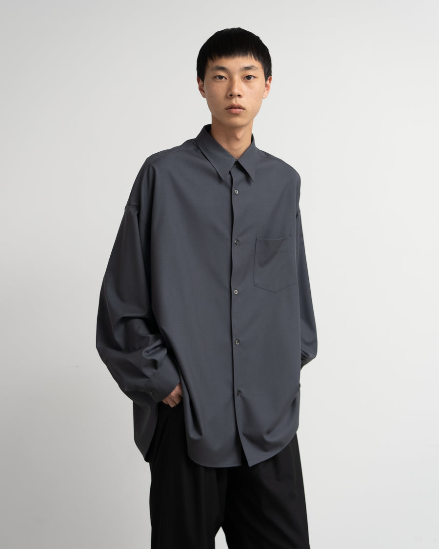 Extra Fine Wool L/S Oversized Regular Collar Shirt