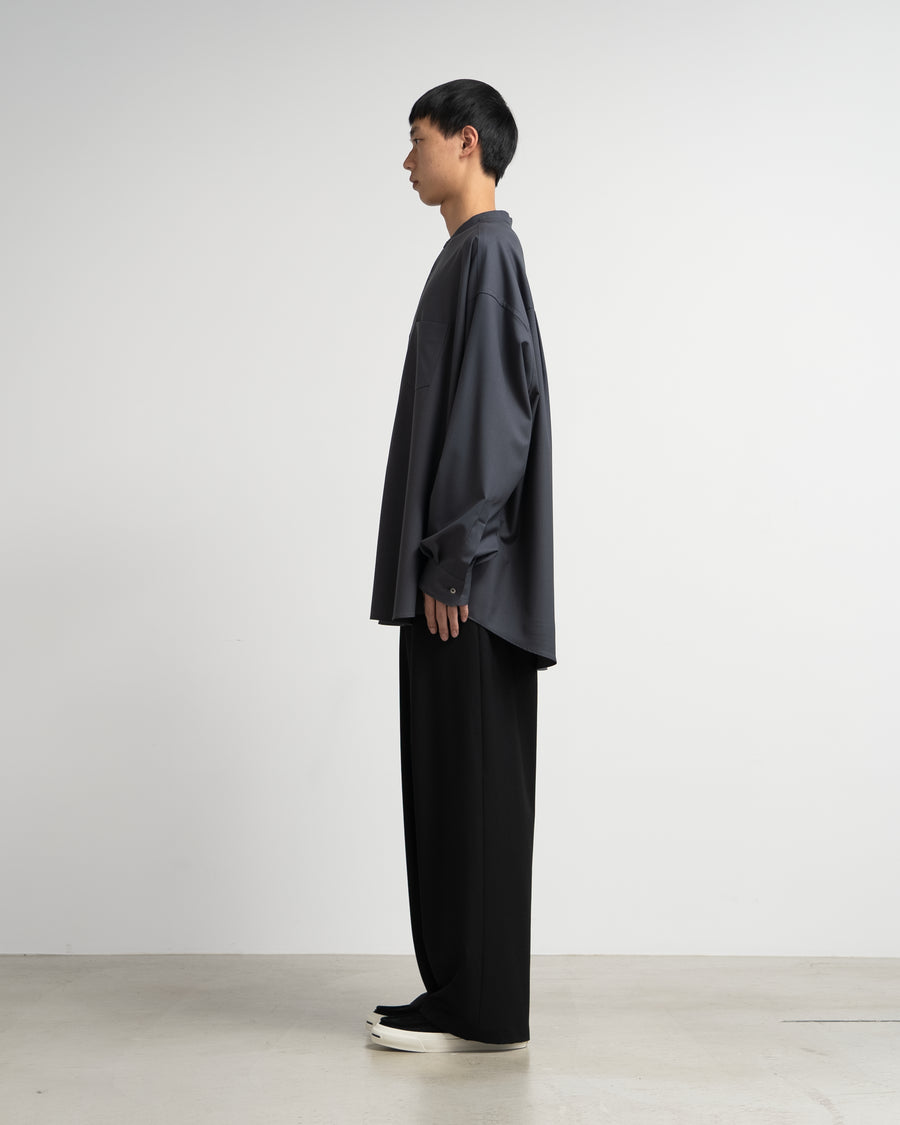 Extra Fine Wool L/S Oversized Band Collar Shirt