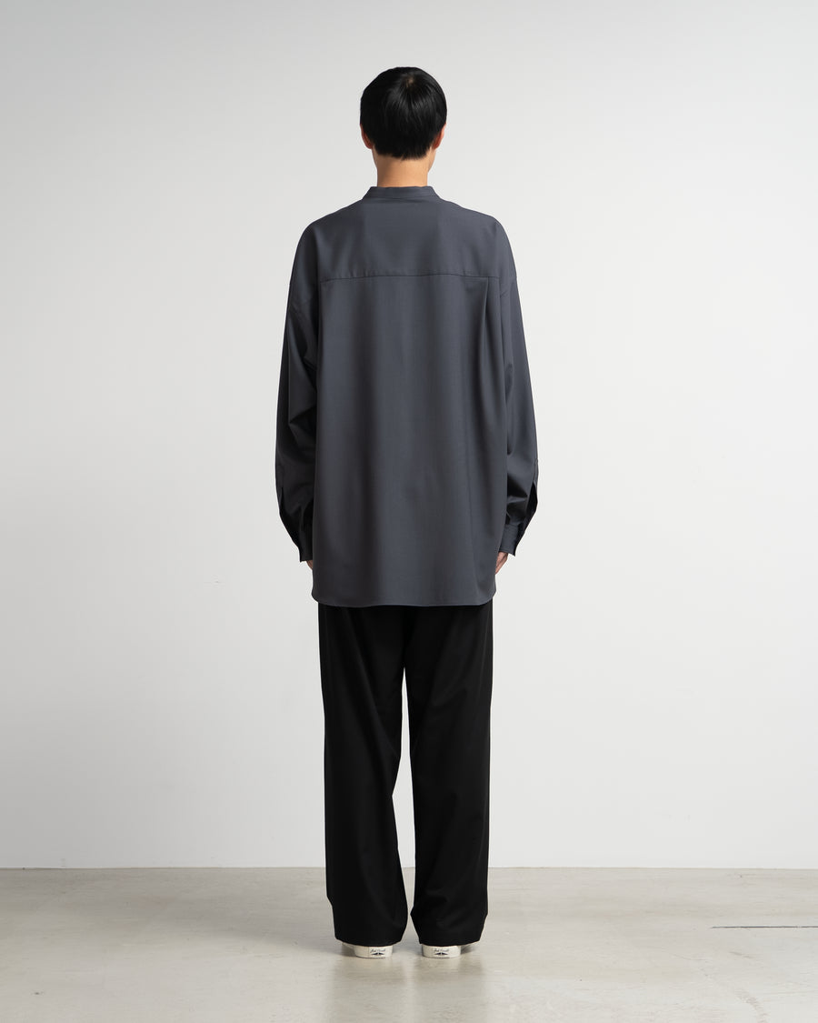 Extra Fine Wool L/S Oversized Band Collar Shirt