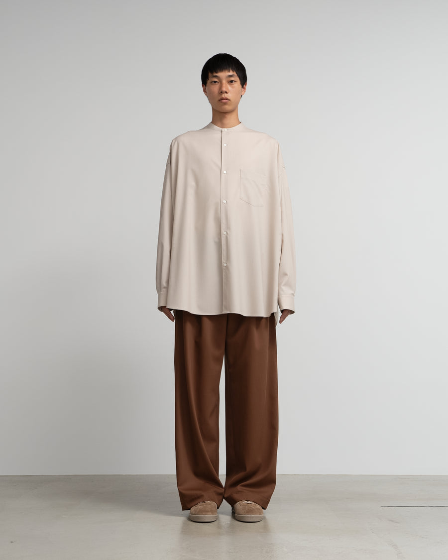 Extra Fine Wool L/S Oversized Band Collar Shirt