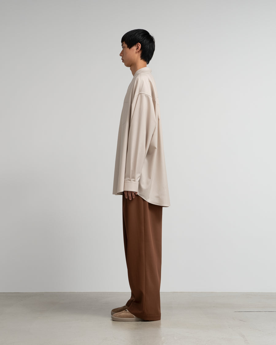 Extra Fine Wool L/S Oversized Band Collar Shirt