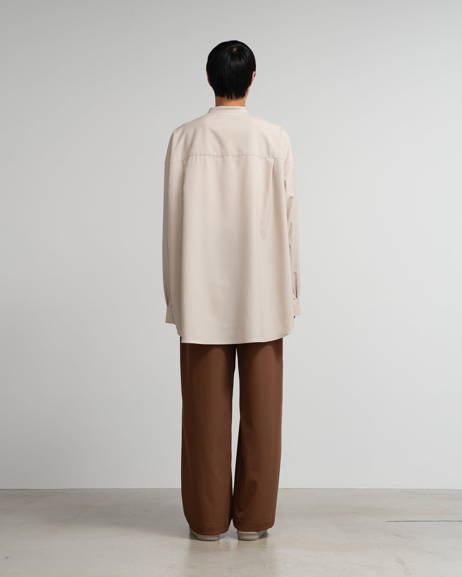 Extra Fine Wool L/S Oversized Band Collar Shirt
