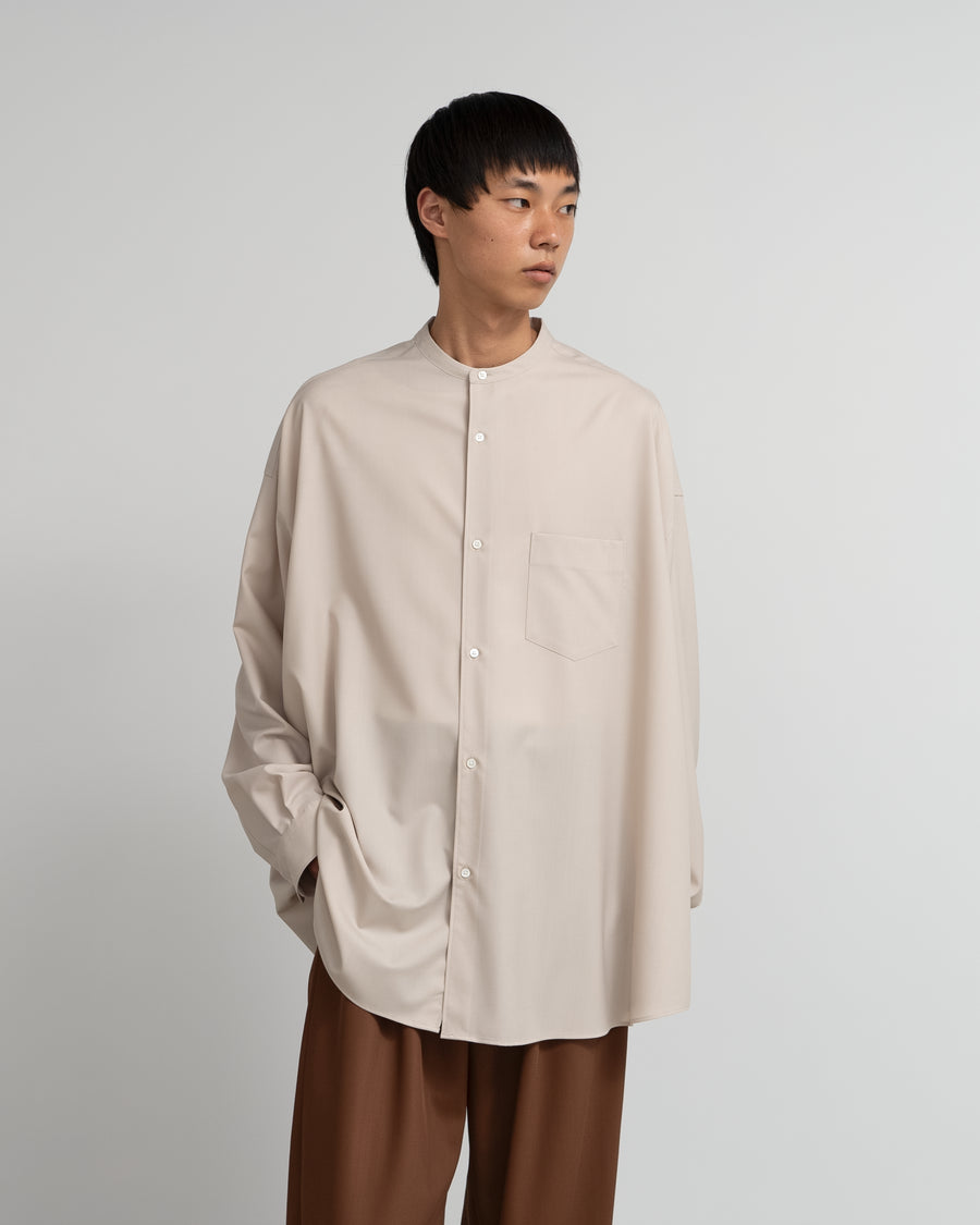 Extra Fine Wool L/S Oversized Band Collar Shirt