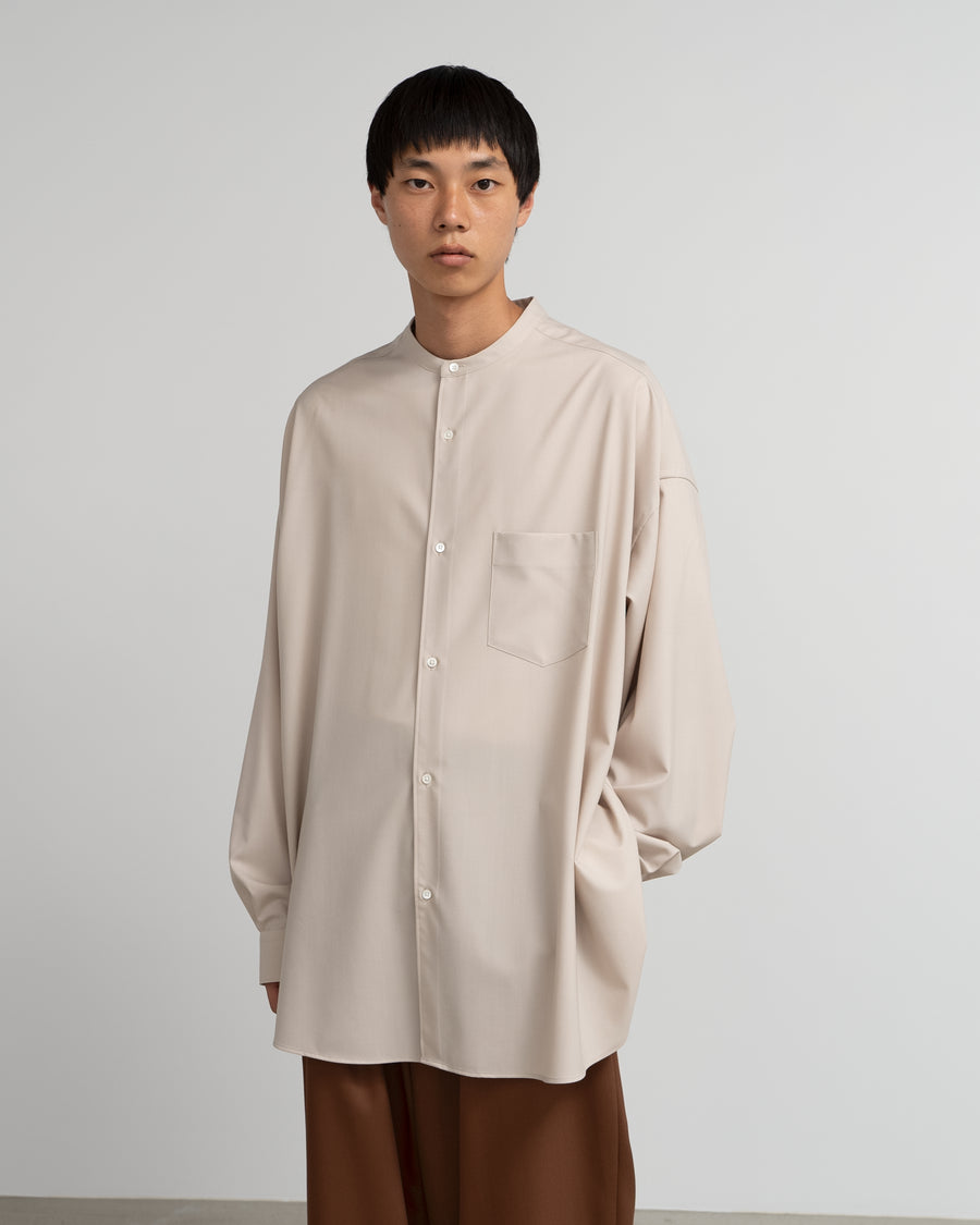Extra Fine Wool L/S Oversized Band Collar Shirt
