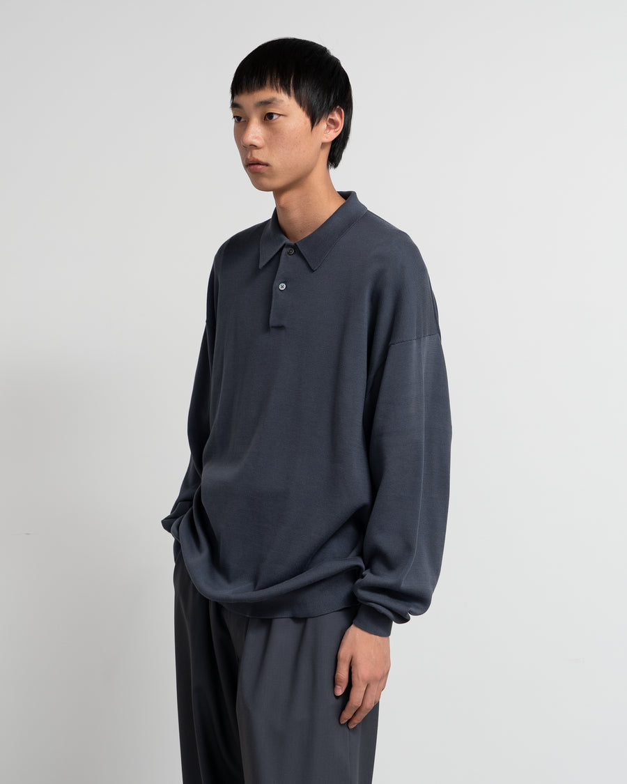 Suvin High Gauge Knit Oversized L/S Polo
